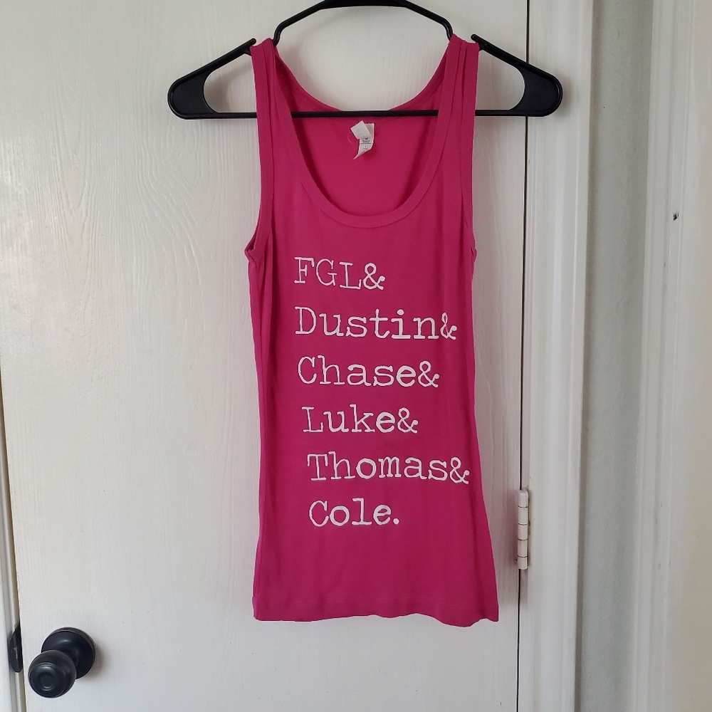 Custom Made Country Singer Tank Top Hot Pink Small